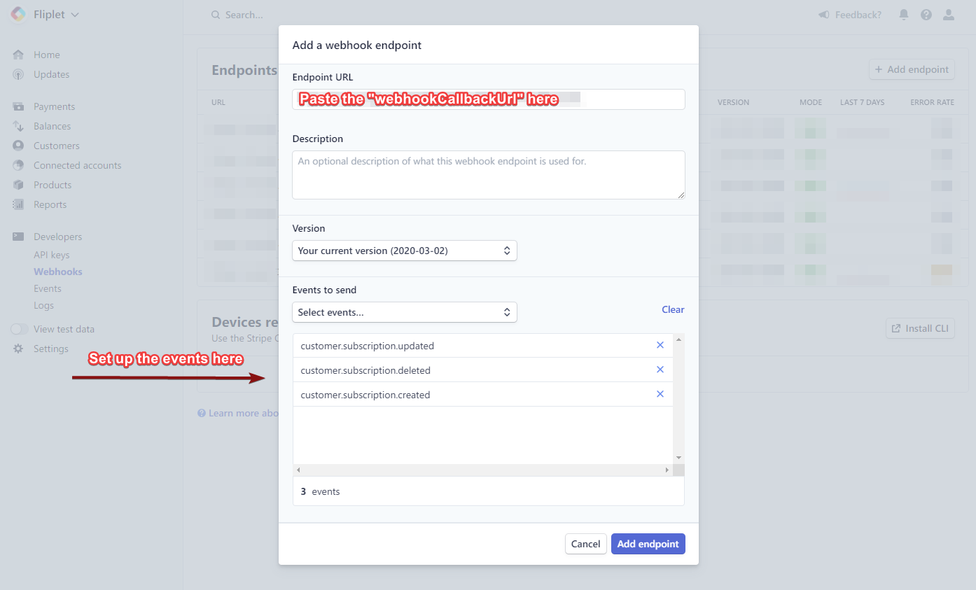 Stripe webhook